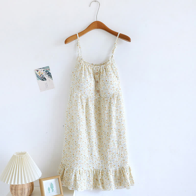 Robe d'intérieur en coton à volants et à motifs floraux - image 2
