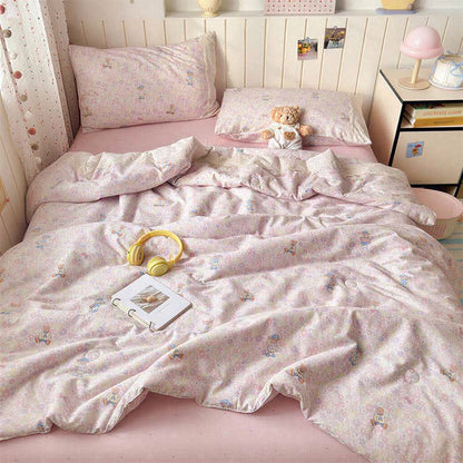 Ensemble de literie en coton Ownkoti avec ours en dentelle rose - Coloré - Reine - Ensemble de literie - image 1