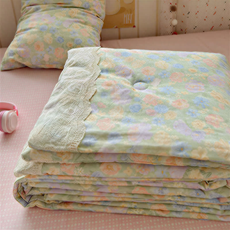 Ensemble de literie en coton vert dentelle Ownkoti - image 0