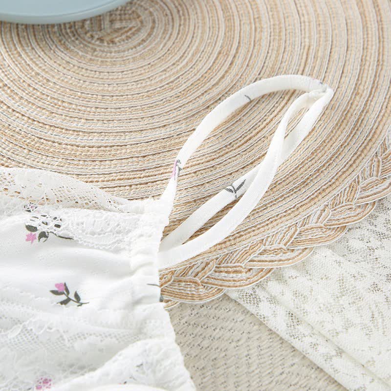Robe d'intérieur sans manches à motif floral blanc - image 6