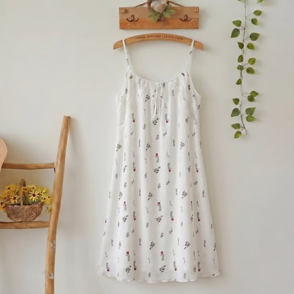 Robe d'intérieur sans manches à motif floral blanc - Blanc - L - image 0