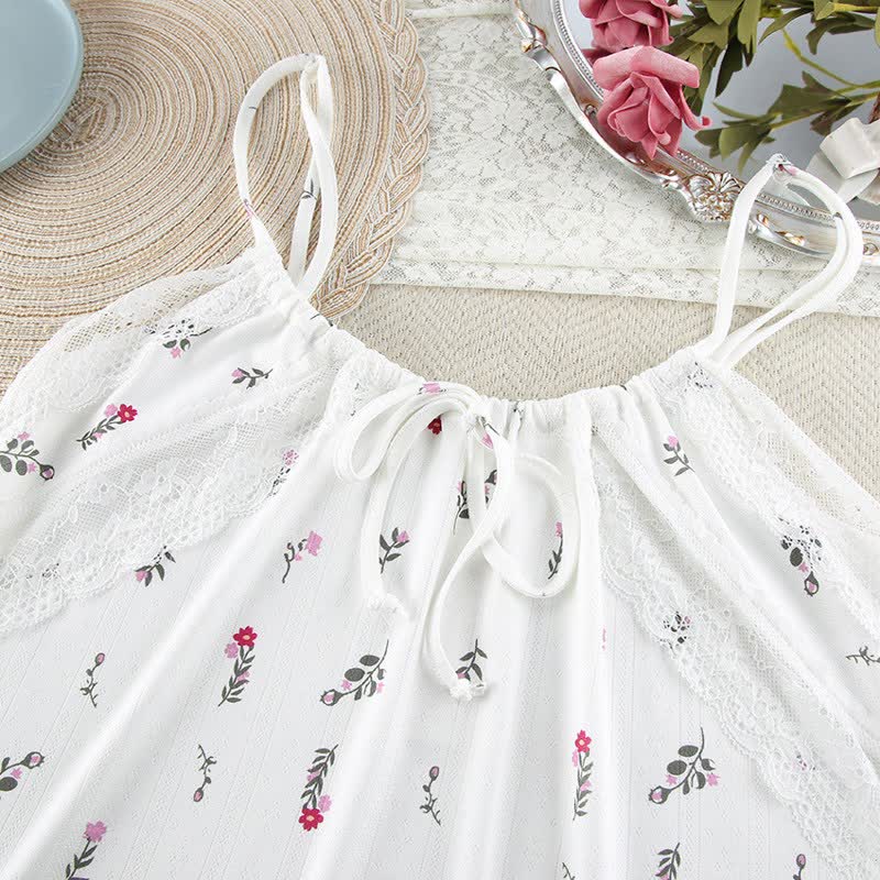 Robe d'intérieur sans manches à motif floral blanc - image 4