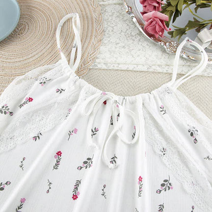 Robe d'intérieur sans manches à motif floral blanc - image 4