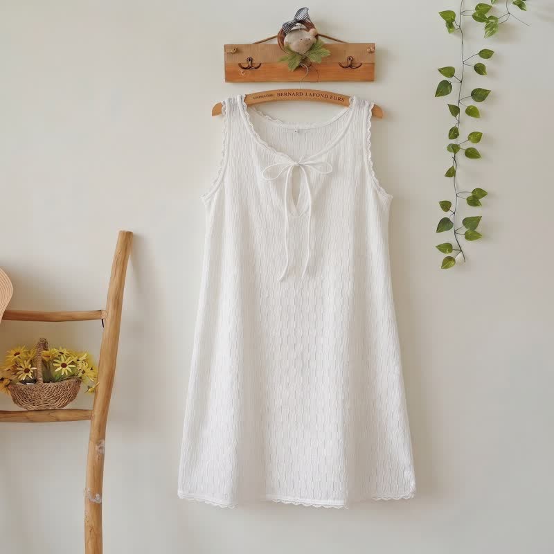 Robe d'intérieur en coton avec ceinture à nouer sur le devant - Blanc - XL - image 0