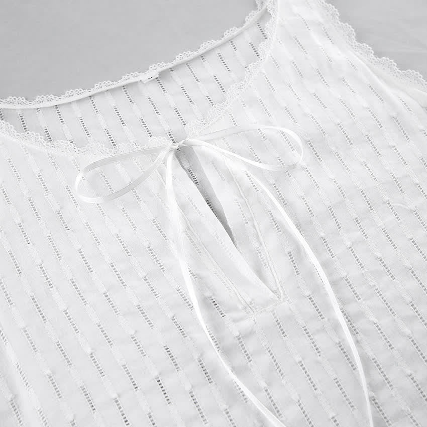Robe d'intérieur en coton avec ceinture à nouer sur le devant - image 4