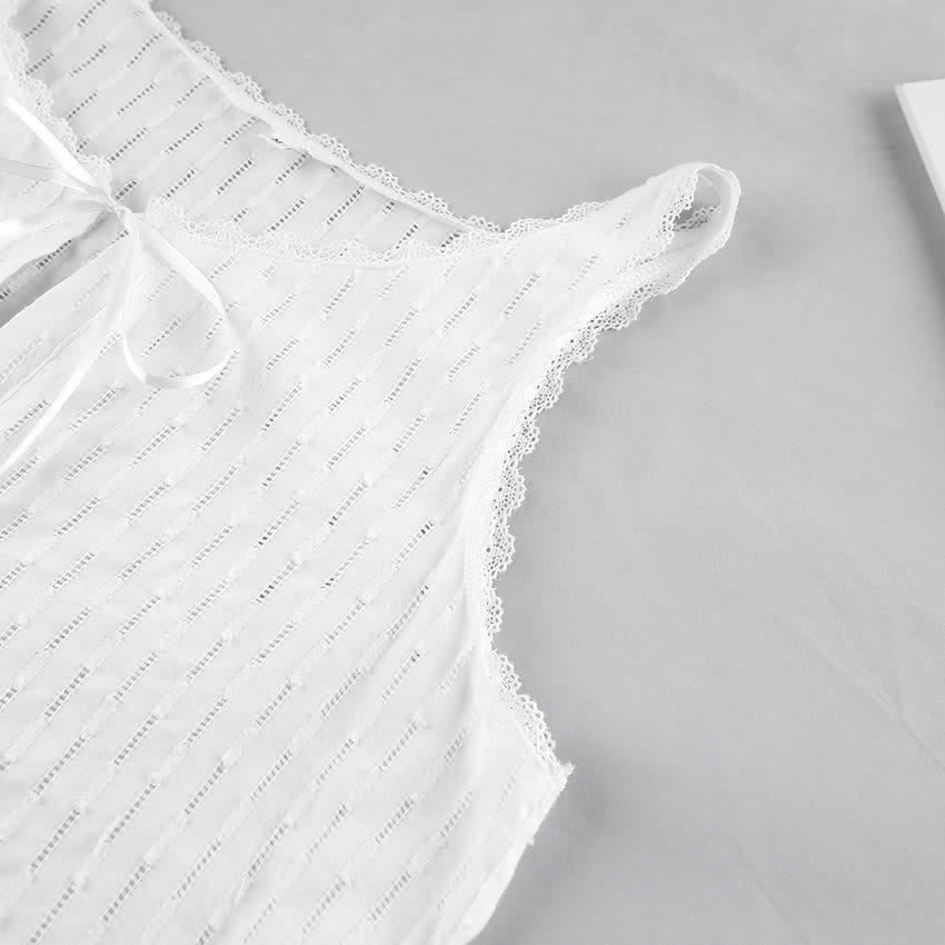 Robe d'intérieur en coton avec ceinture à nouer sur le devant - image 5