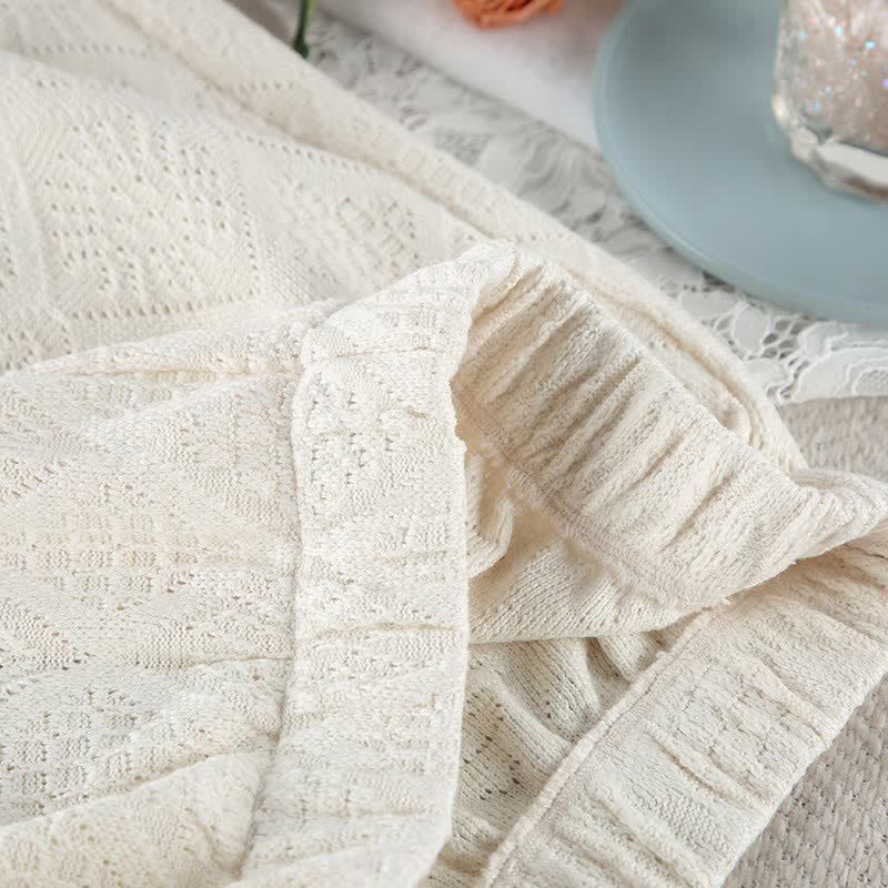 Ensemble pyjama short et débardeur beige jacquard - image 12