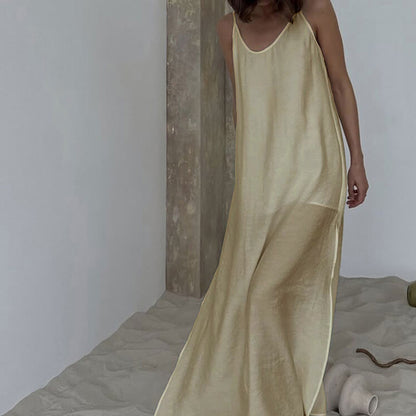 Robe d'intérieur unie avec fente latérale - Kaki - L - image 10
