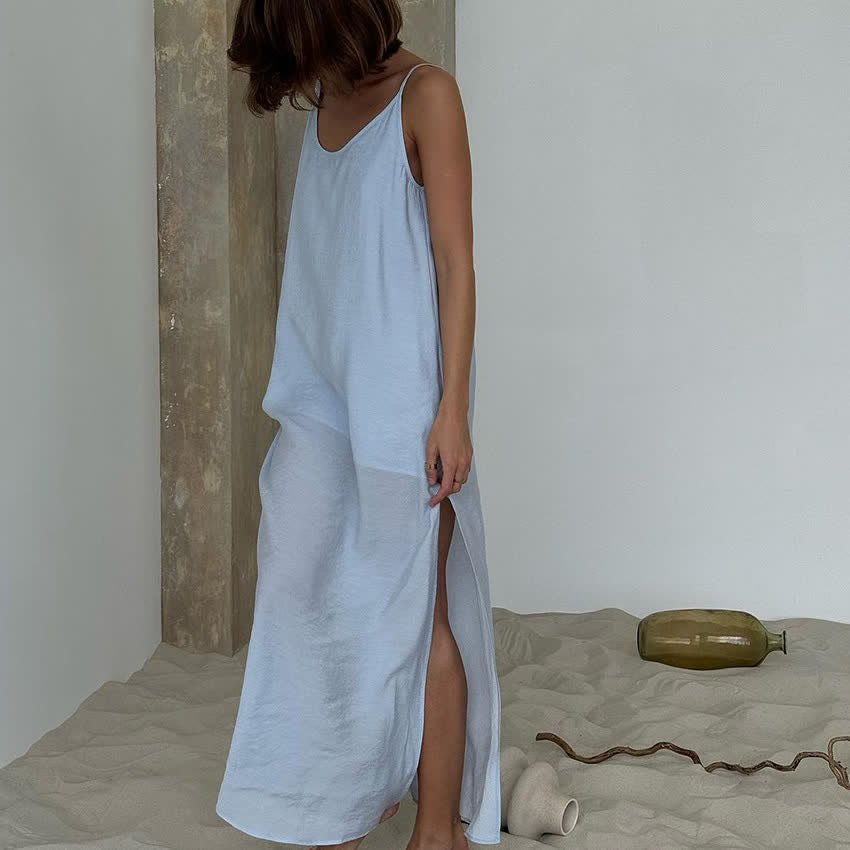 Robe d'intérieur unie avec fente latérale - image 1