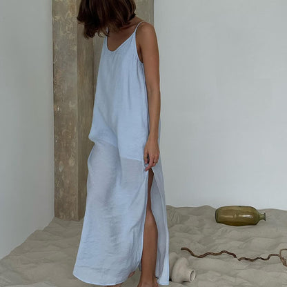 Robe d'intérieur unie avec fente latérale - image 1