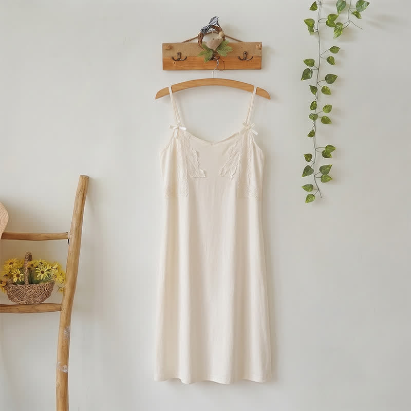 Chemise de nuit en dentelle de coton - Blanc - XL - image 2