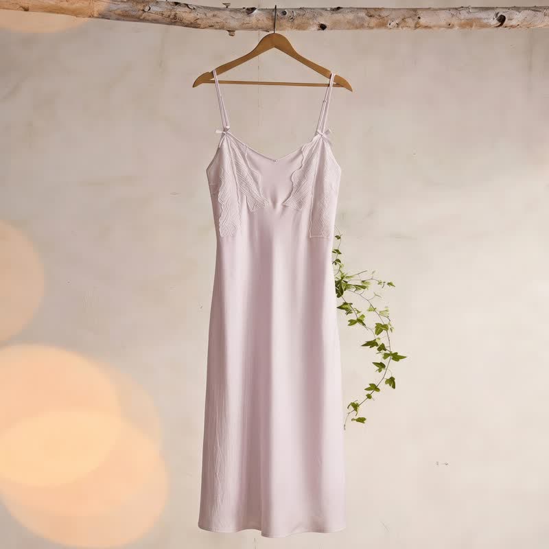 Chemise de nuit en dentelle de coton - Violet - XL - image 0