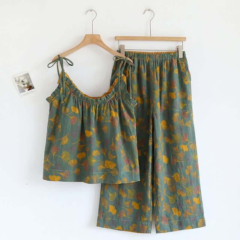 Ensemble pyjama Ginkgo avec débardeur et pantalon - Vert et jaune - XL - image 8