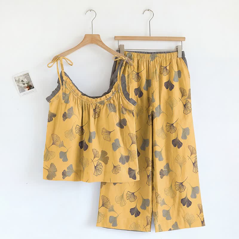 Ensemble pyjama Ginkgo avec débardeur et pantalon - Jaune et gris foncé - XL - image 24