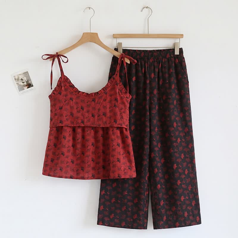 Ensemble pyjama débardeur à motif de feuilles de ginkgo biloba - image 17