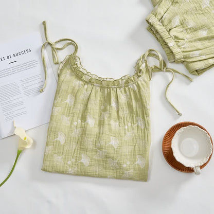 Pyjama en coton avec des feuilles de ginkgo fraîches - image 1