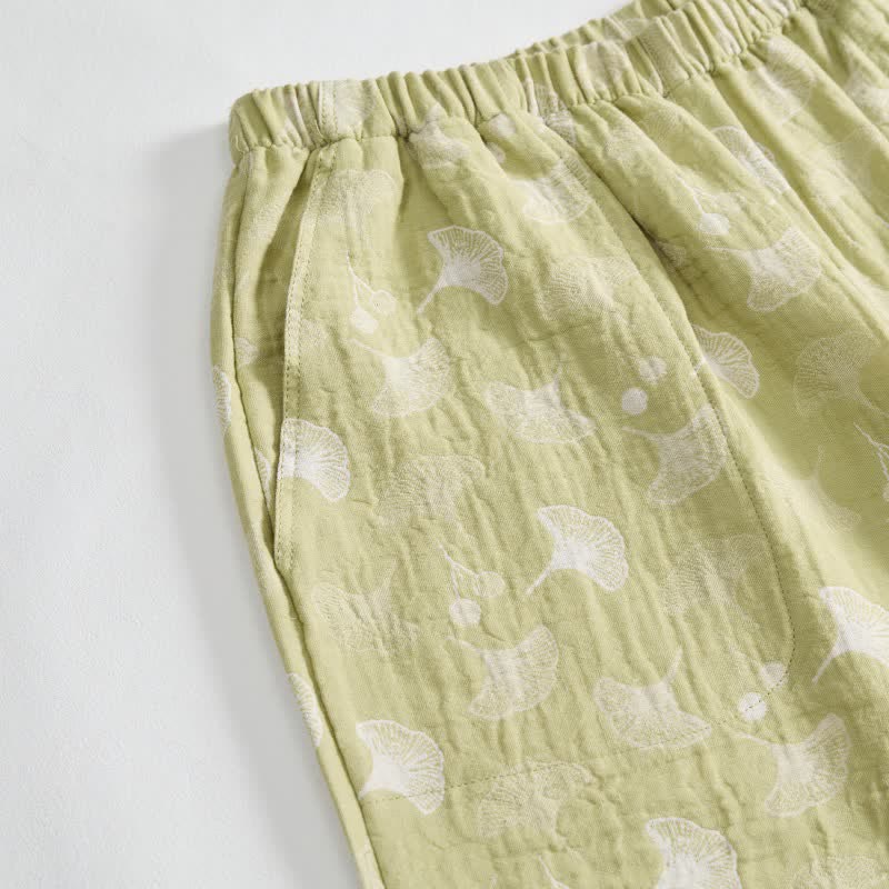 Pyjama en coton avec des feuilles de ginkgo fraîches - image 8