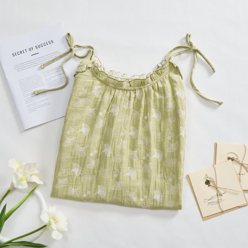 Chemise de nuit en coton ginkgo frais - image 1