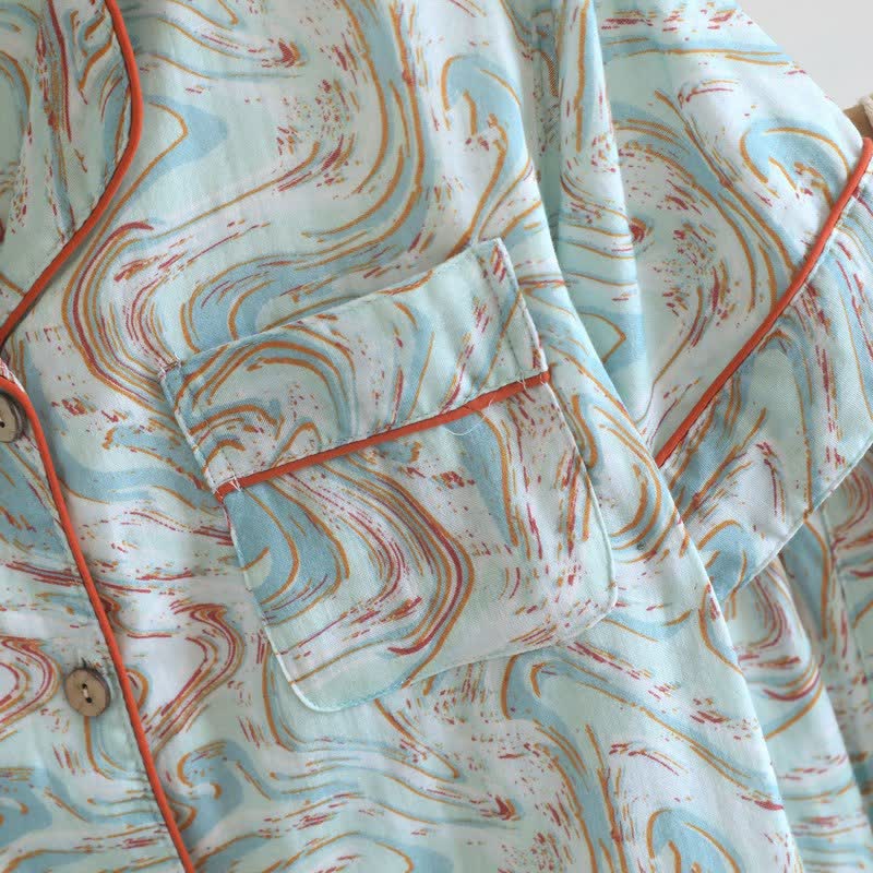 Ensemble lounge en gaze de coton à imprimé abstrait - image 8