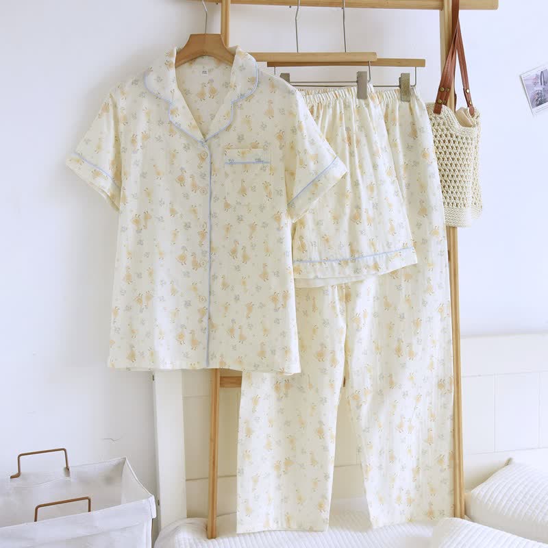 Ensemble de trois pièces de vêtements d'intérieur en toile de coton imprimée - image 1