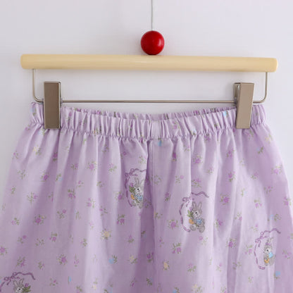Ensemble de vêtements d'intérieur en coton à motif lapin violet et fleurs (3 pièces) - image 7