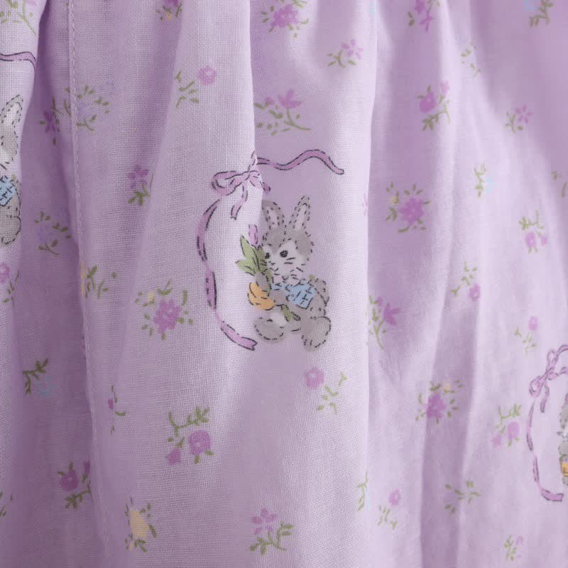 Ensemble de vêtements d'intérieur en coton à motif lapin violet et fleurs (3 pièces) - image 11