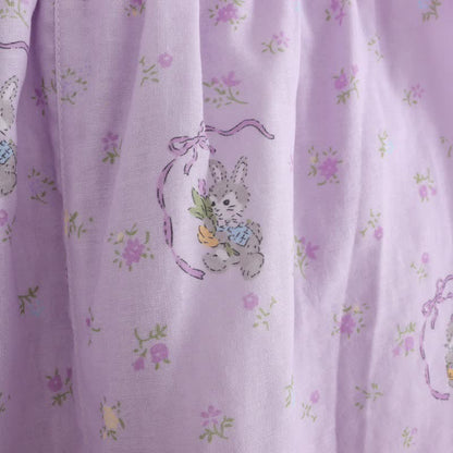Ensemble de vêtements d'intérieur en coton à motif lapin violet et fleurs (3 pièces) - image 11
