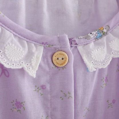 Ensemble de vêtements d'intérieur en coton à motif lapin violet et fleurs (3 pièces) - image 6