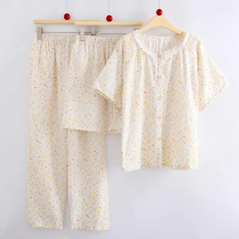 Ensemble de vêtements d'intérieur en coton à motif étoiles (3 pièces) - image 1