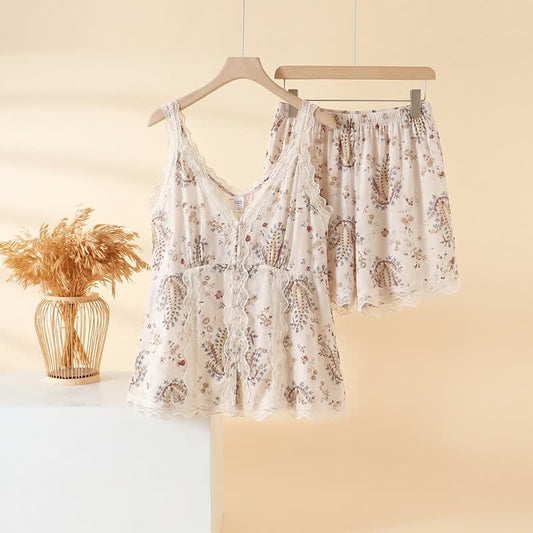 Ensemble de vêtements d'intérieur en dentelle de coton française à motif floral - Blanc - 3XL - image 0
