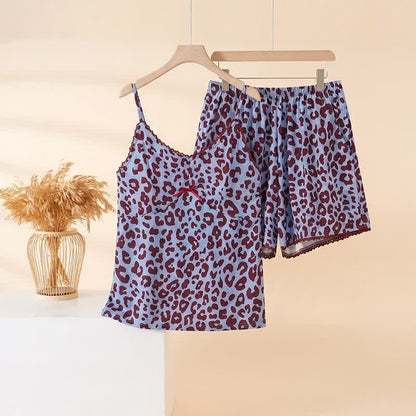 Ensemble de vêtements d'intérieur à imprimé léopard bleu - Bleu - 3XL - image 0