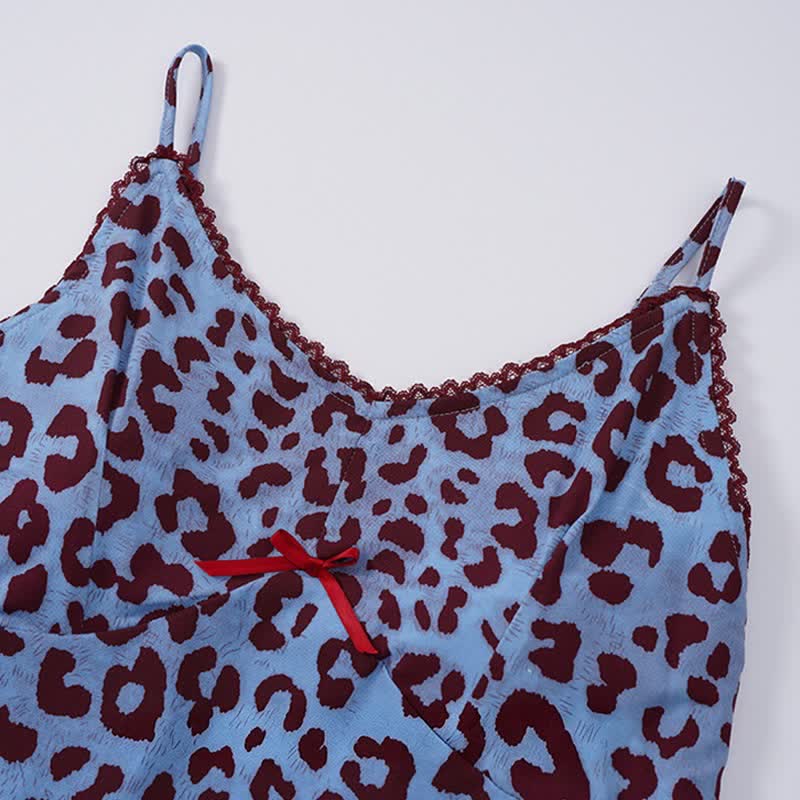 Ensemble de vêtements d'intérieur à imprimé léopard bleu - image 2