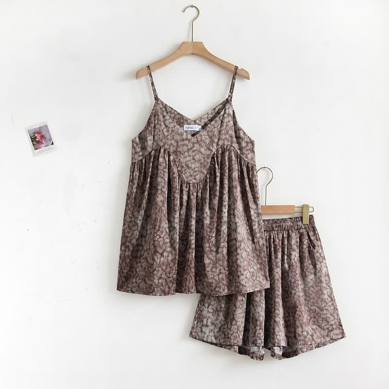 Ensemble pyjama imprimé vintage : débardeur et short - image 1