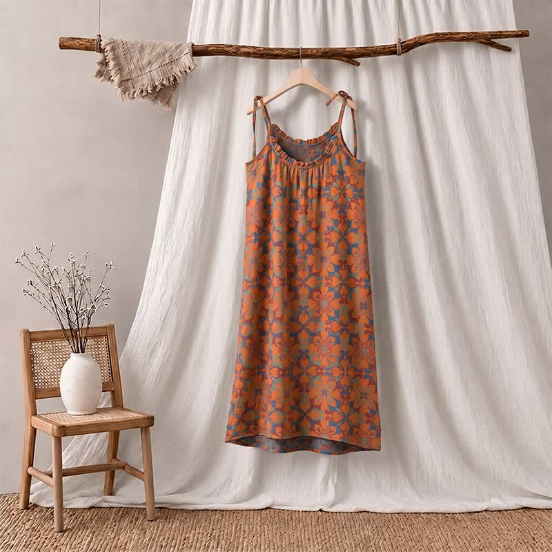 Nuisette vintage bohème en coton à bretelles fines - image 2