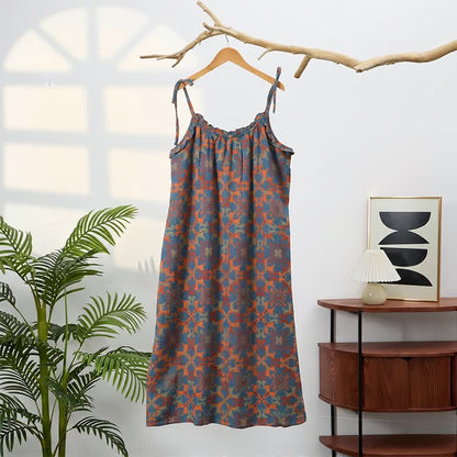Nuisette vintage bohème en coton à bretelles fines - image 4