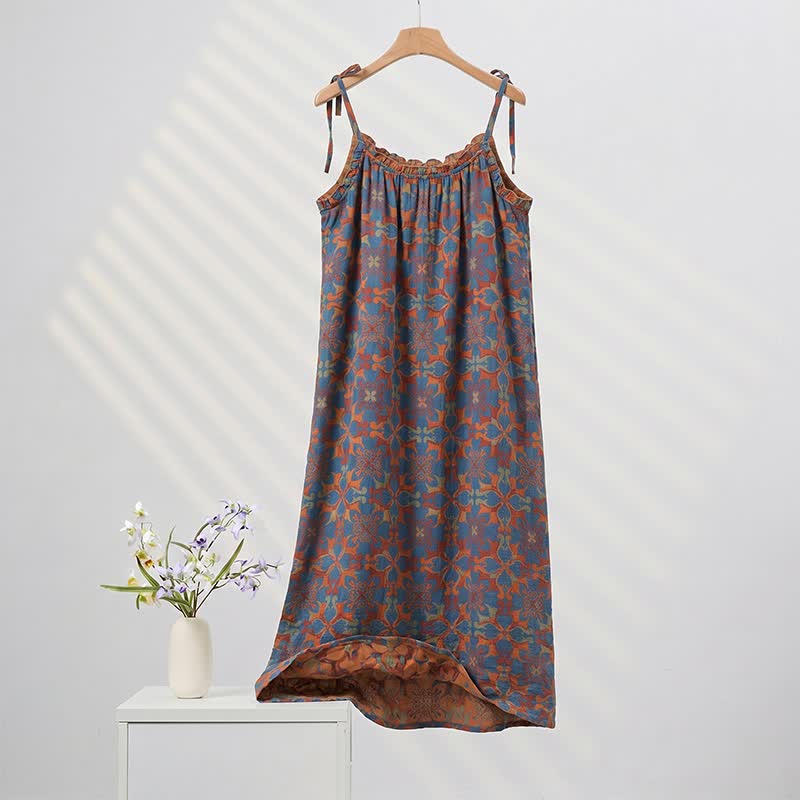 Nuisette vintage bohème en coton à bretelles fines - image 3