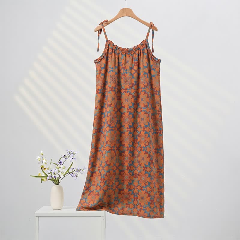 Nuisette vintage bohème en coton à bretelles fines - image 8