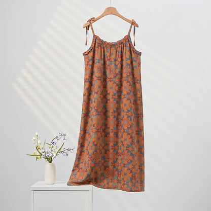 Nuisette vintage bohème en coton à bretelles fines - image 8