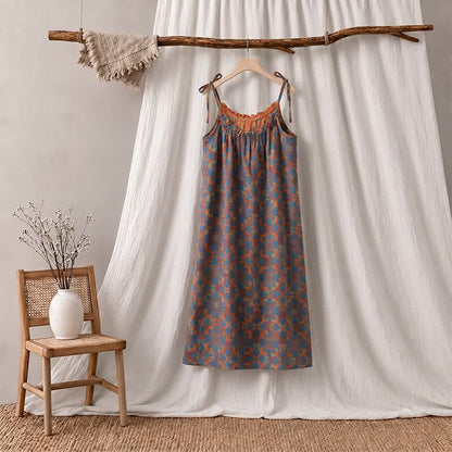 Nuisette vintage bohème en coton à bretelles fines - image 7