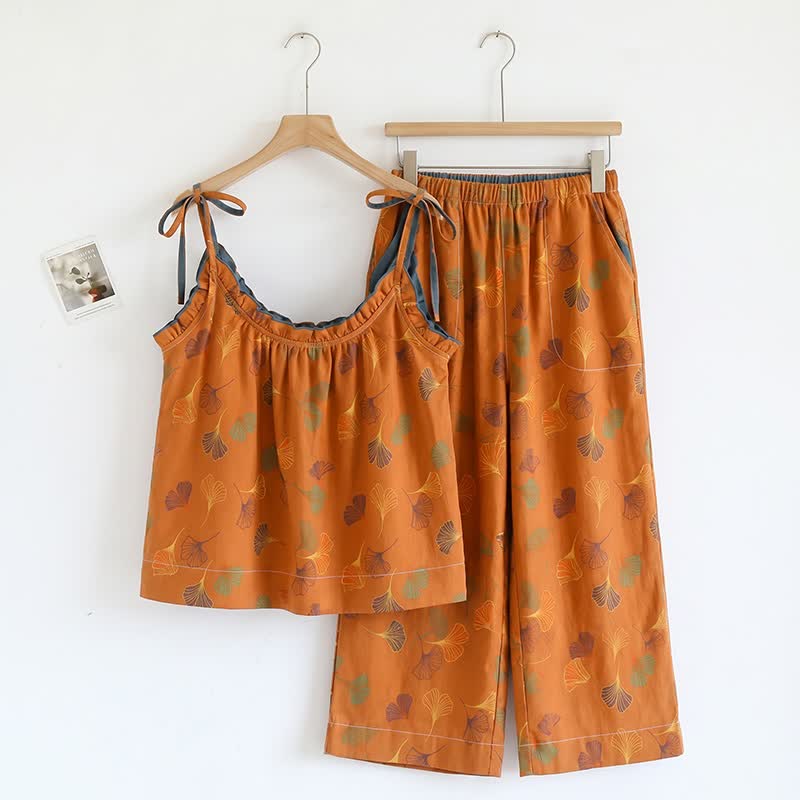 Ensemble pyjama Ginkgo avec débardeur et pantalon - Orange et bleu - XL - image 20