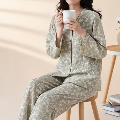Pyjama en coton doux à motifs floraux avec patte de boutonnage - image 5