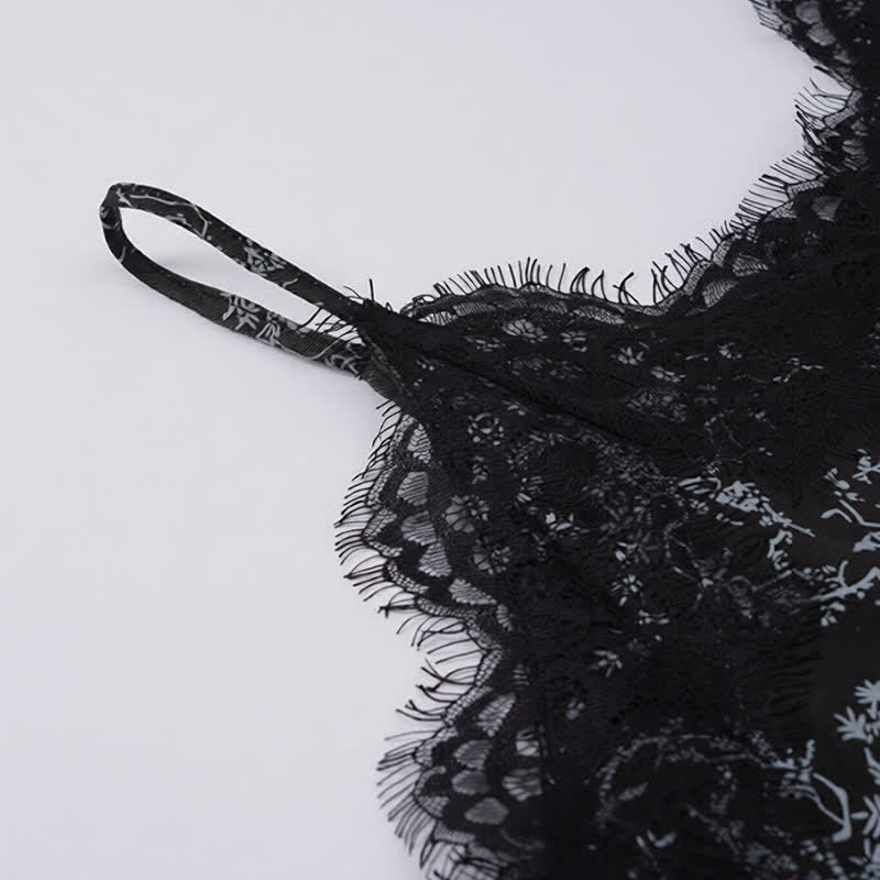 Ensemble de détente noir avec débardeur à motif floral - image 5
