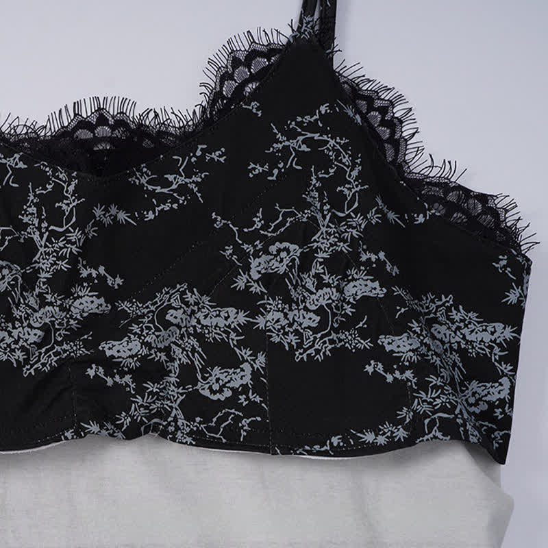 Ensemble de détente noir avec débardeur à motif floral - image 6