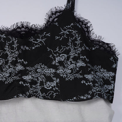 Ensemble de détente noir avec débardeur à motif floral - image 6