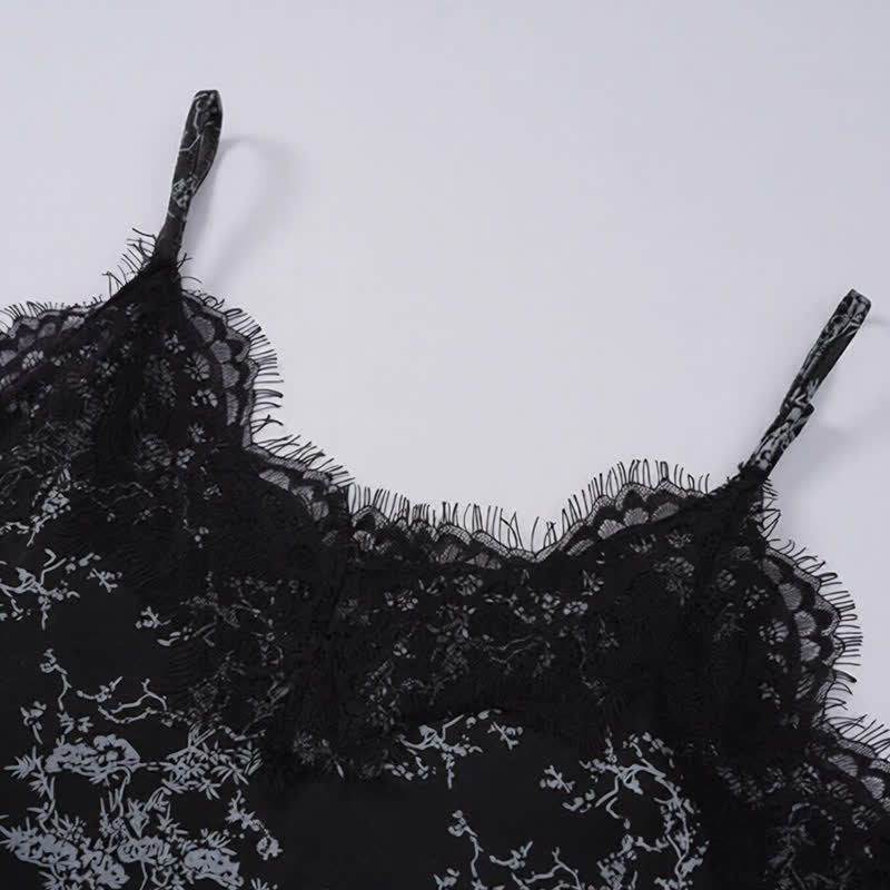 Ensemble de détente noir avec débardeur à motif floral - image 4