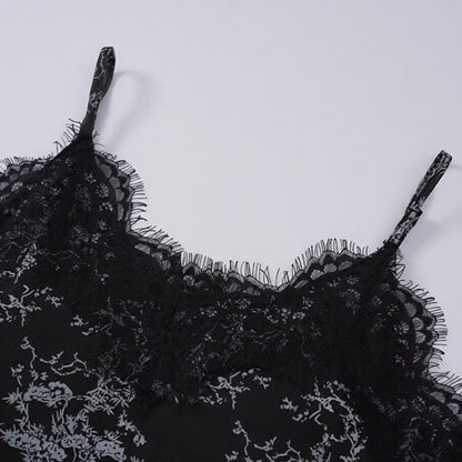 Ensemble de détente noir avec débardeur à motif floral - image 4