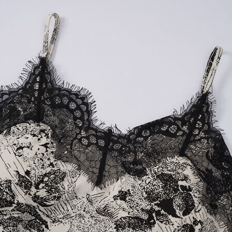 Ensemble vintage composé d'un débardeur et d'un short en dentelle florale - image 4