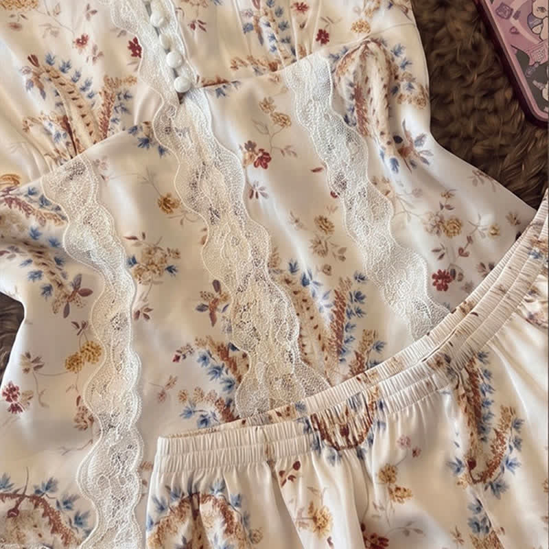 Ensemble de vêtements d'intérieur en dentelle de coton française à motif floral - image 6
