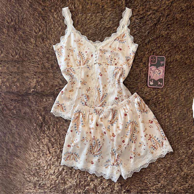 Ensemble de vêtements d'intérieur en dentelle de coton française à motif floral - image 2