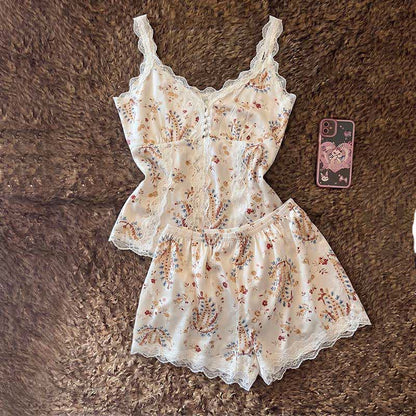 Ensemble de vêtements d'intérieur en dentelle de coton française à motif floral - image 2